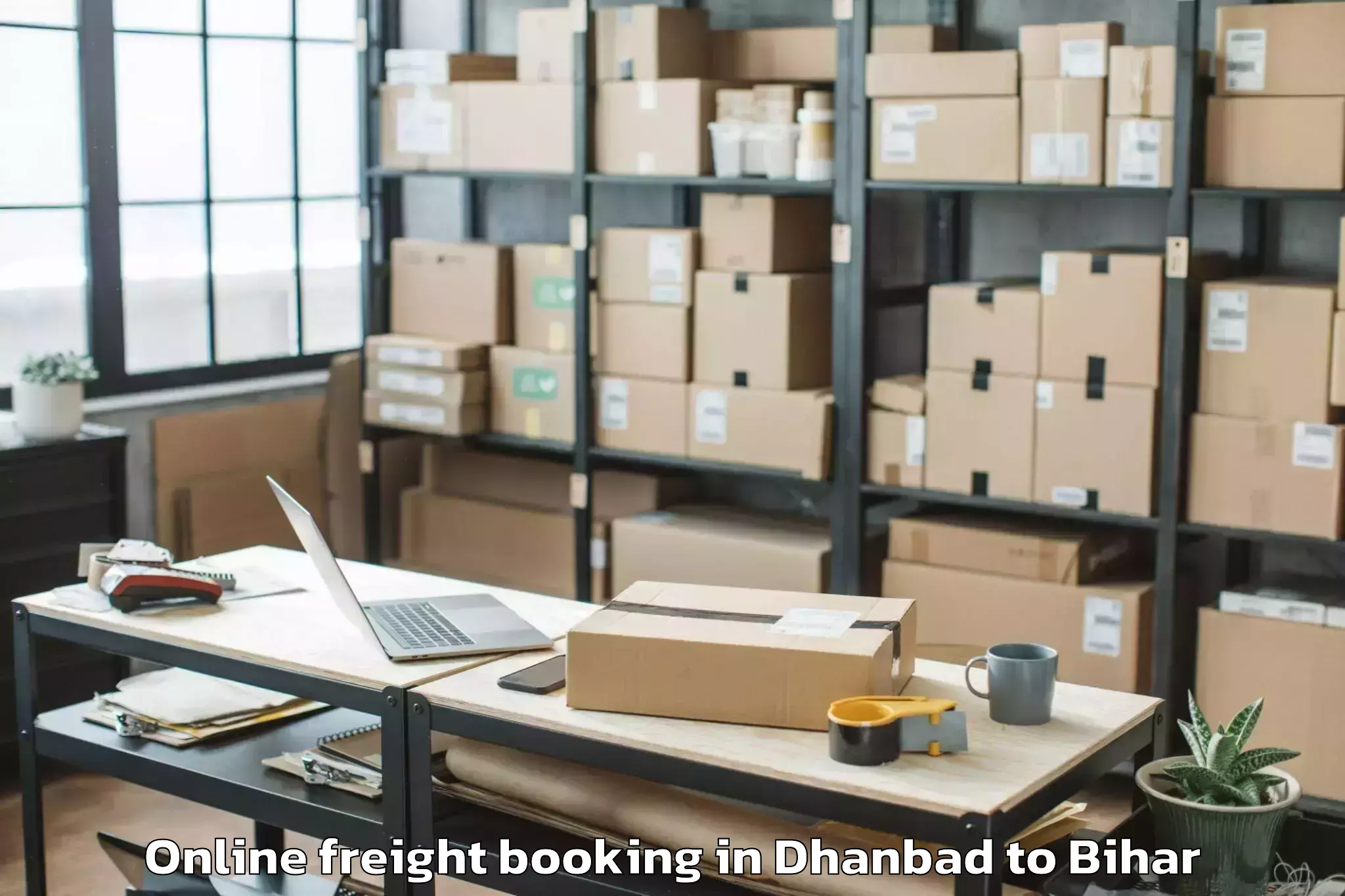 Easy Dhanbad to Barhiya Online Freight Booking Booking